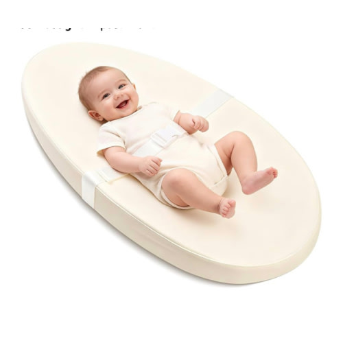 Baby Changing Pad for Dresser, with Wipeable Waterproof PU Cover, Contoured Diaper Changing Pad with Non-Slip Safety Belt, Portable Lightweight Changing Mat with Cushioned Foam, Beige