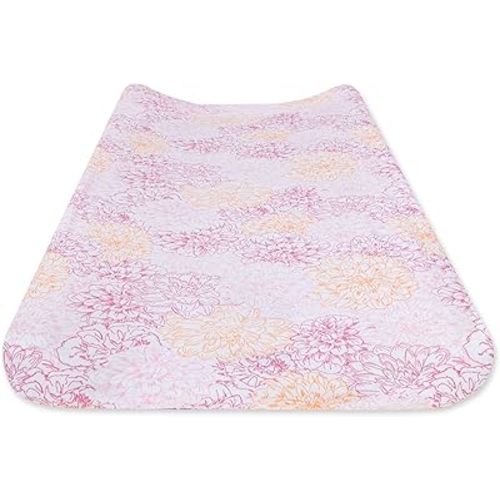 Burt's Bees Baby - Changing Pad Cover, Pattern & Stripe 100% Organic Cotton Changing Pad Liner for Standard 16" x 32" Baby Changing Mats (Peach Floral)