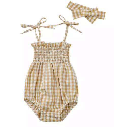 Tiny Honey Bubble Romper and Headband Set