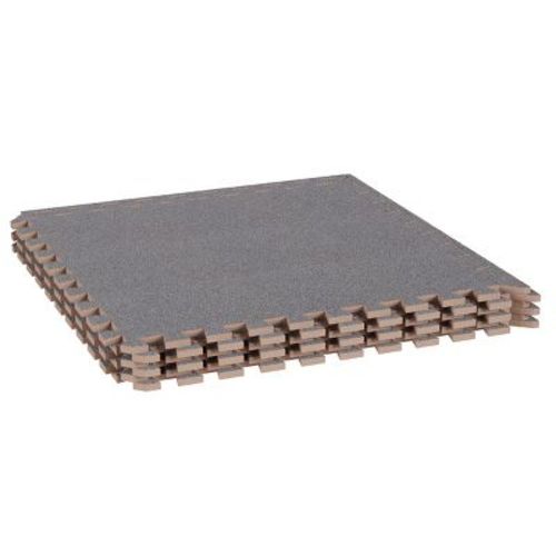 Foam Mat Floor Tiles 6PC Set - Interlocking EVA Foam Padding with Soft Carpet Top for Exercise, Yoga, Playroom, Garage, or Basement by Stalwart (Gray)