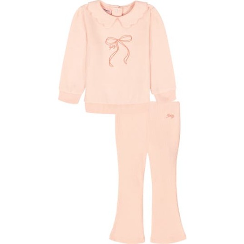 Bow Sweatshirt & Flared Sweatpants Set
