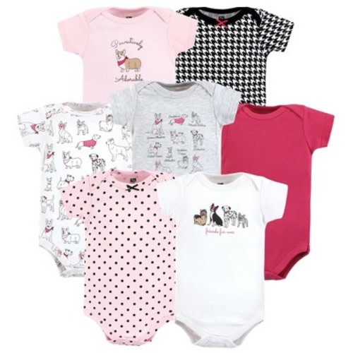 Hudson Baby Infant Girls Cotton Bodysuits, Girls Dogs, 6-9 Months