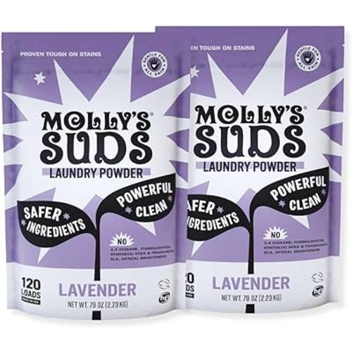 Molly's Suds Original Laundry Detergent Powder | Clean Laundry Detergent Powder for Sensitive Skin | Simple, Effective Ingredients, Stain Fighting | 240 Loads (Lavender)