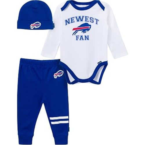Gerber NFL Baby Boys 3 Piece Onesie Bodysuit, Active Pant and Cap Set