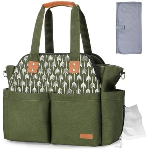 Lekebaby Diaper Bag Tote, Large Diaper Bags Waterproof,Large Mommy Bag Tote Bag Handbag Pink Travel, Black and Beige