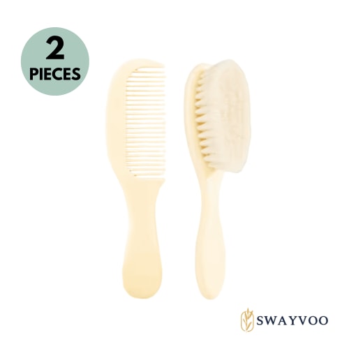 Swayvoo Baby Hair Brush and Comb Set for Newborns — Soft Bristle Infant Brush, Cradle Cap Comb, 2-Piece Grooming Kit, 0–36 Months