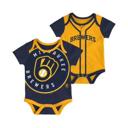 Infant Boys and Girls Navy, Gold Milwaukee Brewers Double 2-Pack Bodysuit Set
