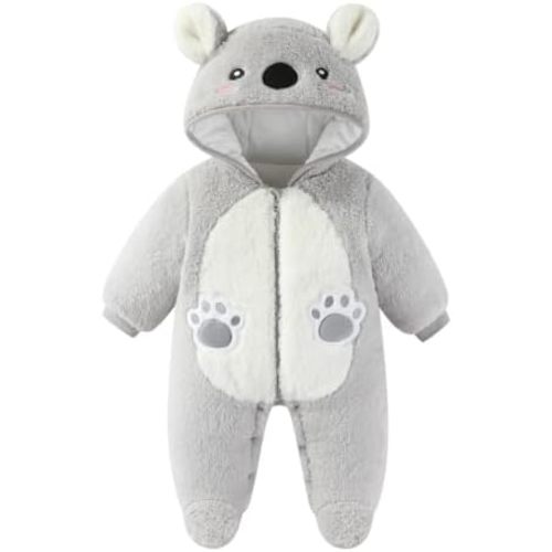 JiAmy Baby Snowsuit Newborn Animal Footed Fleece Thicken Romper 0-12 Months