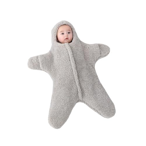 Baby Starfish Onesie，Winter Jumpsuit, Flannel Wearable Outfit Hooded Thick Body for Newborns