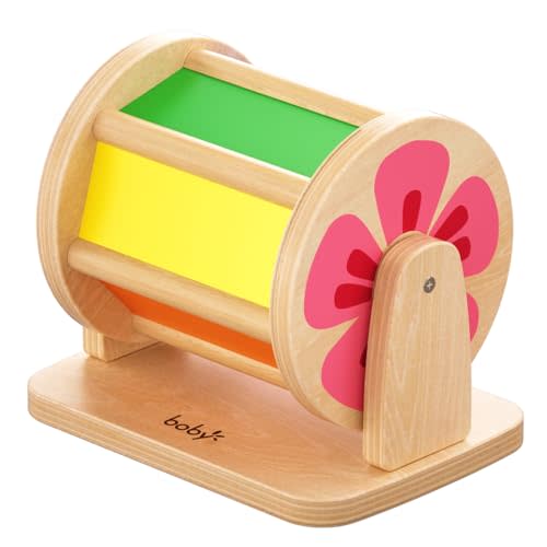 Boby Montessori Spinning Drum: Sensory Experience for Babies 6-12 Months - Engage, Explore, and Learn with Our Wooden Infant Toy
