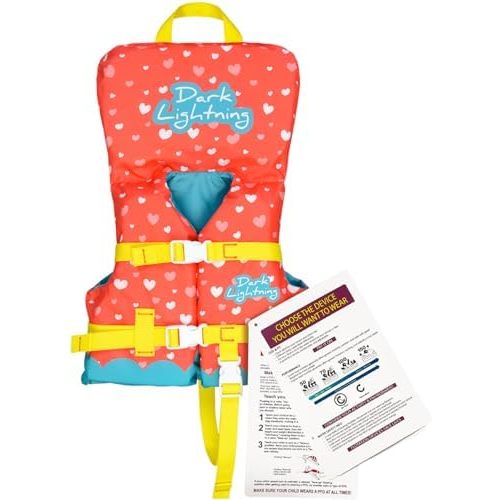 Dark Lightning USCG Approved Infant Life Jacket 0-30 lbs, Toddler Swim Vest and Baby Life Vest for 1-3 Years, 20-30 lbs, Headrest, Leg Strap and Grab Handle