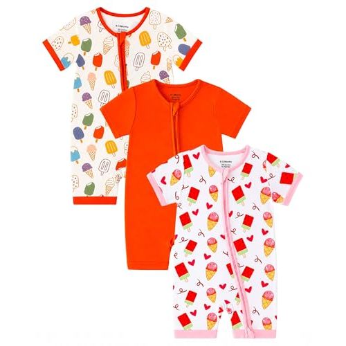 OPAWO Bamboo Sleepers for Baby Boy Pajamas Bamboo Pajamas Baby Romper 0-24M | 2 way zipper sleepers, short sleeve, baby summer pajamas, gentle on skin, silky soft, ultra breathable, stretchy, lightweight
