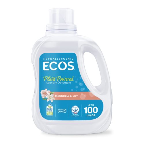 ECOS Laundry Detergent Liquid, 100 Loads - Dermatologist Tested Laundry Soap - Hypoallergenic, EPA Safer Choice Certified, Plant-Powered - Magnolia Lily, 100 Fl Oz