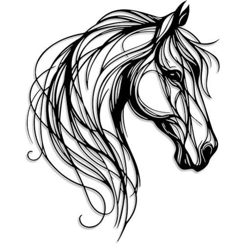 LIYOUYA Horse Head Metal Wall Decor - Rustic Farmhouse Room Decor Simple Line Black Wall Art Home Decor for Living Room, Bedroom, Bathroom, Dining Room, Courtyard (Black)