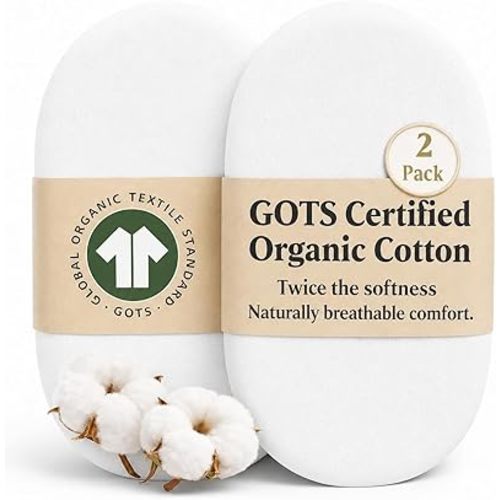GOTS Organic Bassinet Sheets Compatible with Halo Bassinest Swivel Sleeper, Fits (32–33" x 16") mattresses Oval/Rectangle Pads, Premium Turkish Cotton Fitted Sheet Boys and Girls
