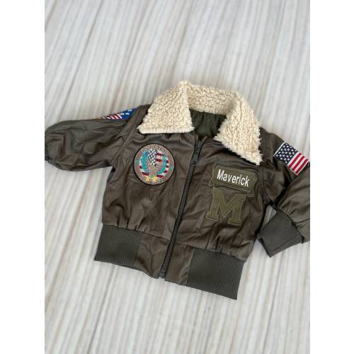 Personalized Green Kids Aviator Jacket*Baby pilot Jacket*Infant Aviator Green Costume*Halloween kids costume*1st Birthday Pilot Suit