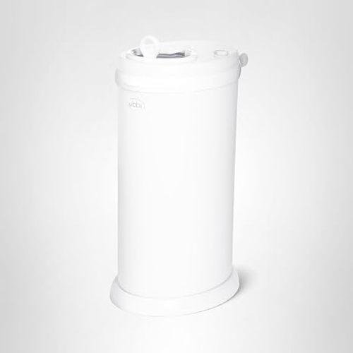 Ubbi Steel Diaper Pail, Odor Locking, No Special Bag Required, Award-Winning, Registry Must-Have, White