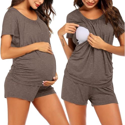 Ekouaer Womens Nursing Pajamas Maternity Breastfeeding Pjs Sleepwear Layer Soft Postpartum Lounge Set Pregnancy Clothes