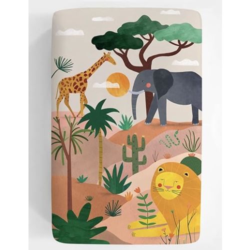 Mini Crib Sheet, Pack n Play or Playard Crib Sheet by Rookie Humans: 100% Cotton Sateen. Use as a Photo Background for Your Baby Pictures. Fits Mini Crib Size (38x24 inches) (Savanna)