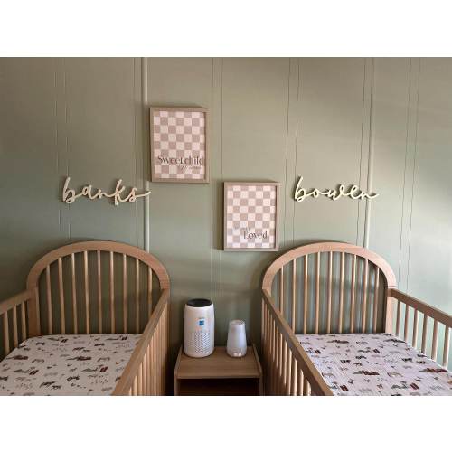 Custom Twin Nursery Wood Name Signs, Twin Nursery Wall Art, Shared Room Names, Sibling Name Signs