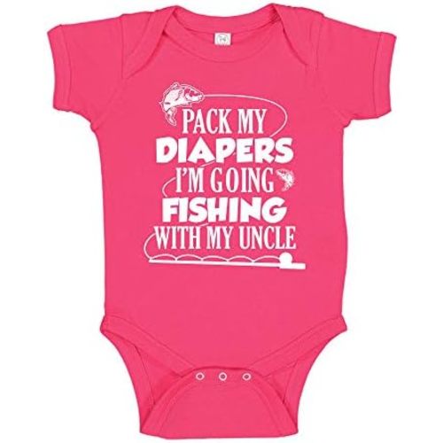 Pack My Diapers I'm Going Fishing with My Uncle Baby Bodysuit One Piece or Toddler T-Shirt
