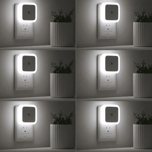 Night Light Lamp with Smart Sensor Dusk to Dawn Sensor, Daylight White, 0.5W Plug-in, 6-Pack