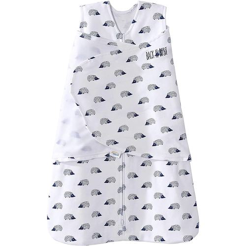 HALO 100% Cotton Sleepsack Swaddle, 3-Way Adjustable Wearable Blanket, TOG 1.5, Navy Hedgehog, Small, 3-6 Months