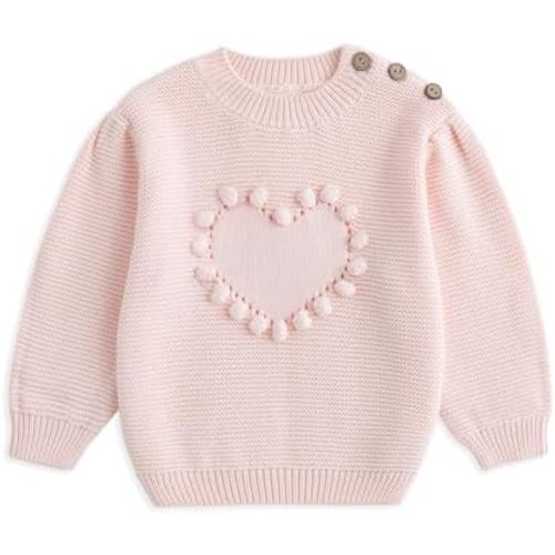 Simplee kids Baby Pullover Sweater Valentines Outfit Love Embroidery Knit Sweaters Coat for Autumn Fall and Winter