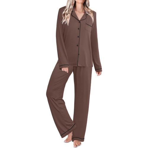 Ekouaer Womens Pajamas Set Classic Sleepwear Long Sleeve Button Up Pjs Sets