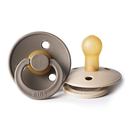 BIBS Baby Pacifier | BPA-Free Natural Rubber | Made in Denmark | Dark Oak/Vanilla 2-Pack (0-6 Months)