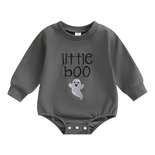 VISGOGO Newborn Baby Girl Boy Bubble Romper 3 6 9 12 18M Onesie Sweatshirt Long Sleeve Oversized Fall One-Piece Bodysuit