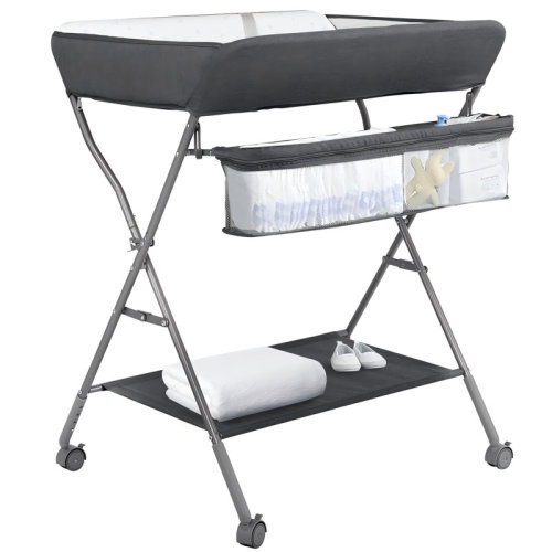 Ebern Designs Baby Changing Table with Wheels and Waterproof Changing Pad, Height Adjustable | Wayfair