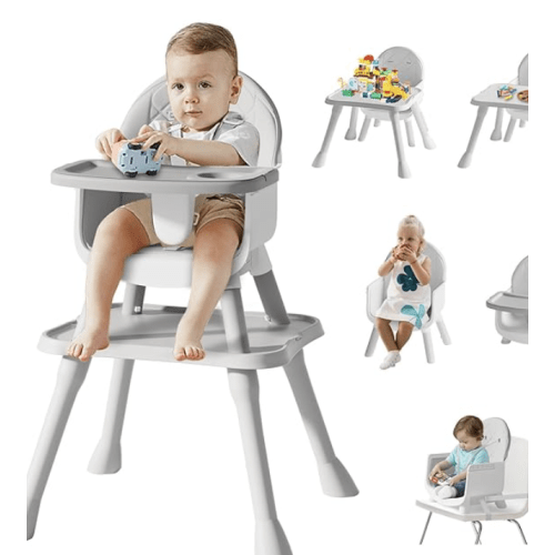 6 in 1 Baby High Chair for Babies and Toddlers, Booster Seat, Kids Learning Table & Chair (Grey)