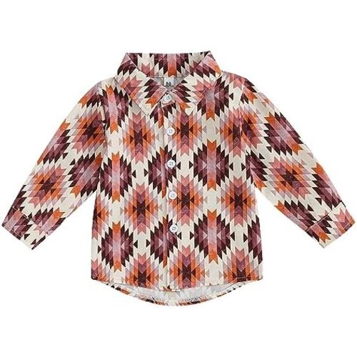 Western Baby Boy Clothes Long Sleeve Lapel Cow Print Button Down Shirts Toddler Fall Farm Country Cowboy Shirt Tops