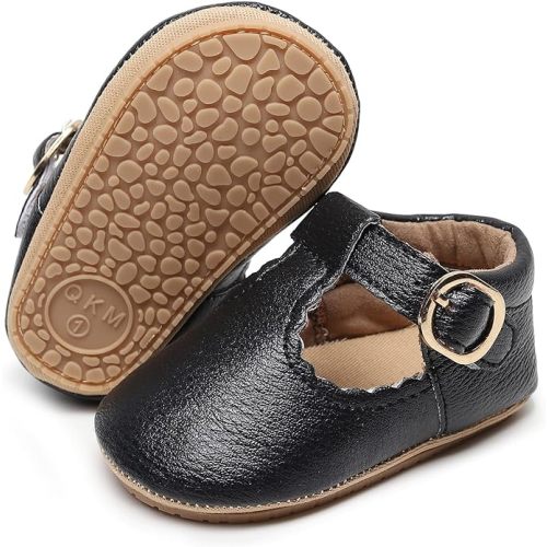 HONGTEYA Infant Baby Girls Mary Jane Flats Non Slip for Toddler First Walkers Soft Sole PU Leather Crib Shoes Sneaker Wedding Party Christmas Princess Dress Shoes Baby Moccasins Girls