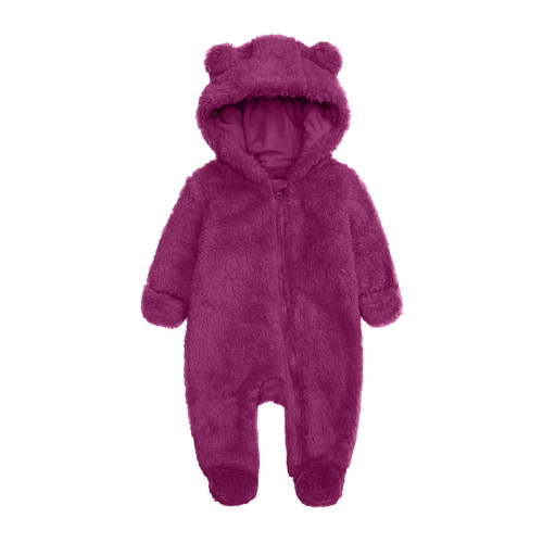 Teyfeniy Footed Fleece Jumpsuit for Baby Cute Zipper Hooded Romper Bear Ear Fall Winter Zipper Bodysuit Newborn Toddler Footie Long Sleeve Soft Sleepwear Pajama for Infant, for 0-12M