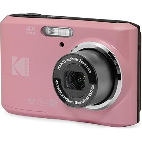 Kodak PIXPRO FZ45 16MP Point and Shoot Digital Camera with 4X Optical Zoom - Compact 27mm Wide Angle Lens for Clear Photos - 2.7 Inch LCD Screen for Families and Travelers - Pink