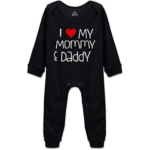 DOQOSESHY I Love My Mommy and Daddy Infant Toddler Climbing Bodysuit 0-24 Months Romper Jumpsuit, Long Sleeve-white