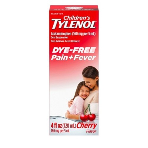 Tylenol Children's Pain + Fever Dye-Free Liquid - Acetaminophen - Cherry - 4 fl oz