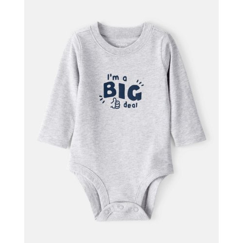 Baby Boy Long-Sleeve Graphic Bodysuit - Grey | Carter's