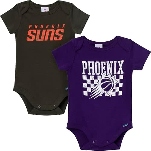 Gerber unisex-baby NBA Team 2 Pack Short Sleeve Onesie Bodysuits