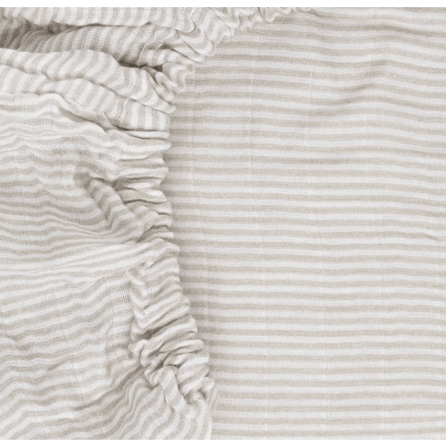 Organic Cotton Muslin Crib Sheet - Sand Stripe