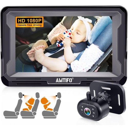AMTIFO Baby Car Camera Easy Install: Plug-Play 360 Rotation Backseat Camera 2 Kids Rear Facing Carseat Camera Clear Night Vision Car Baby Monitor