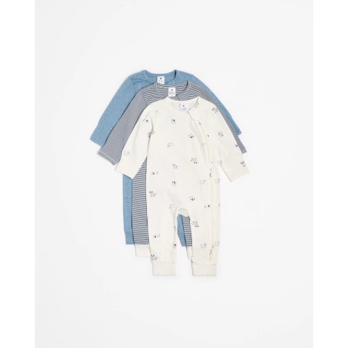 Baby Organic Cotton Zip Footless Coveralls 3 Pack | Target Australia