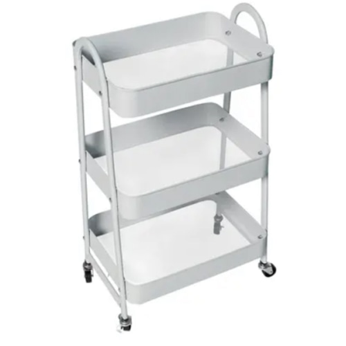 3-Tier Metal Rolling Cart | White