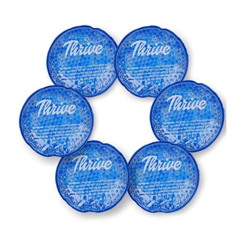 Thrive 6 Small Round Hot and Cold Reusable Ice Packs, Gel Bead Fill with Cloth Fabric Backing for Eyes, Face and Sinus Relief