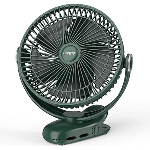 12000mAh Clip on Fan 30H Longest Runtime, 8in Portable Fan Rechargeable, Ultra Quiet with Heavy-Duty Clamp, USB Desk Fans for Golf Cart,Office Desk, Treadmill, Camping, Bedroom