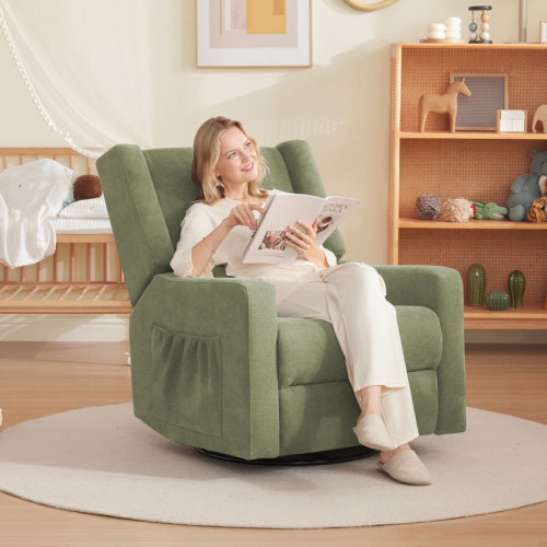 Latitude Run® Tucker Upholstered Glider Recliner Rocking Chair Swivel for Nursery & Living Room & Reviews | Wayfair