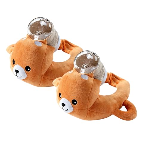 Plush Bottle Holder Pillow, Hands Free Bottle Holder Feeding Assistant, Ergonomic Bottle Support Cushion, Soft Animal Cover Protector, Machine Washable (Brown*2pcs)