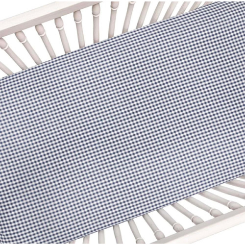Liz and Roo Navy Gingham Crib Sheet - 100% Cotton